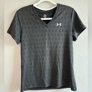 Under Armour Charcoal Grey V-Neck Tee With Logo Woman S
